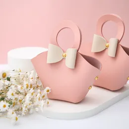 Altri articoli per feste per eventi 10 pezzi / lotto Anello creativo Scatola di caramelle per matrimoni in pelle portatile Fiocco Confezione regalo Confezione cosmetica Piccole scatole per regali 230321