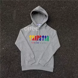 Tracksuit herrtröjor Trapstar Full Set Sportwear Rainbow Handduk Broderi avkodad huva Sportkläder för män och kvinnors sportkläder avslappnade dragkedja byxor