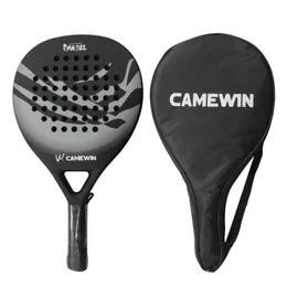 Tennis Rackets CAMEWIN4013 Padel Beach Tennis Racket Professional Tennis Carbon Fiber Soft EVA Face Tennis Paddle Racquet Racket with Bag Cover 230320