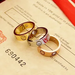 Liebesring Gold Dimond Designer Ringe für Frauen Geschenk Jubiläum Edelstahl Silber verlegt 18k Rose niemals verblassen nicht 4mm 5 mm 6mm Engagement Hochzeit weißer Ring
