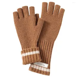 Rękawiczki sportowe 1 para kobiet wełniana wełniana na pół palca jesień zima zagęszcza wiatroodporna ciepłe rozciąganie rękawiczki bez palców hurtowo
