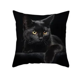 45 x45cm European luxury velvet cushion chair of sofa cover black cat white printing for home decoration square pillow 16 colors