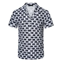 2023 camisas de grife masculina moda de moda geométrica camisa de boliche havaí camisas casuais florais vestido de manga curta esbelta de alta qualidade