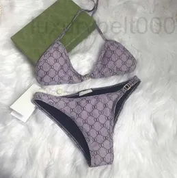 Kvinnors badkläder designer kvinnor damer bikini set hela brev tryckt korsband strandkläder kvinnor sommar strand simning slitage förtroende halter baddräkt f32w