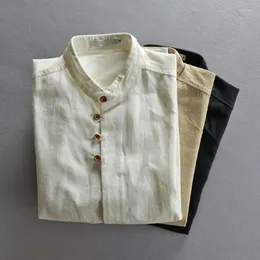 Men's Casual Shirts Men's Cotton Linen Long Sleeve Slim Mandarin Collar High Quality Breathable Men Business Dress