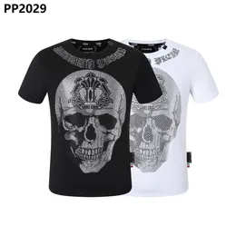 Plein urso camiseta masculina designer tshirts roupas de marca shinestone pp crânio masculino de camiseta redonda pescoço ss bandeira gótica Plein com cristais camisetas camisetas 161701