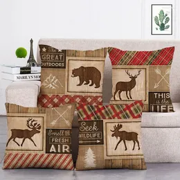 Kudde Personlig djurfall Brev Geometri Square Tree Moose Elk Bear Forest Decoration Farmhouse SOFA Cover T291