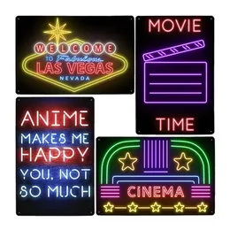 Neon metalowy znak Obraz kinowy Tablice dekoracyjne kino gier pokój pokój dziecięcych dekoracje ścienne nowoczesne plakat sztuki 30x20 cm W03