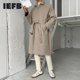 Männer Wollmischungen IEFB Verband Wollmantel 2023 Herbst Winter Koreanische Mode Verdickt Warm Lose Trend Mittellange Lange Mäntel 9Y8458 230320