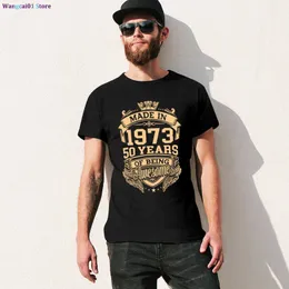 wangcai01 Men's T-Shirts 100% Cotton Made In 1973 50 Years Of Being Awesome 50th Birthday Men's Novelty T-Shirt Tee Streetwear Women Casual Harajuku 0321H23