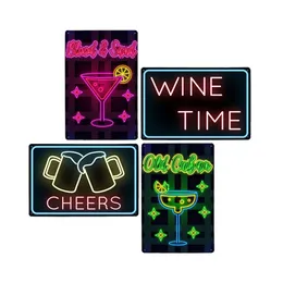 Club Bar Neon Metal Targhe in metallo Targhe decorative Beer Drink Cafe Negozio di bevande Man Cave Wall Bedroom Tin Painting Decor Plates 30X20cm W03