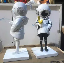 Decorative Objects Figurines Nordic Art DeepSea Diver Statues Banksy Sculpture England Street Collectible Toy Resin Girl Statue Home Decoration 230321