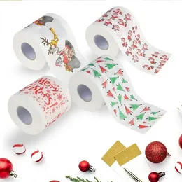 God jul toalettpapper kreativt tryckmönster serie roll av papper mode rolig nyhet present Eco Friendly Portable U0321
