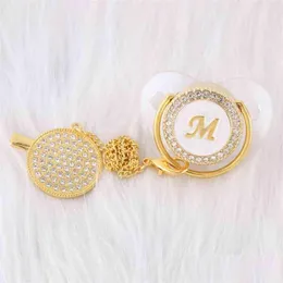 Pacifiers# 012 Months Luxury 26 Initials Rhinestones Transparent Bling Baby Pacifier And Chain Clip Chupete De Bebe Bpa Dummy Nipple Dhmsz