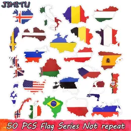 50 PCS Waterdichte vlagstickers Verenigde Staten Verenigd Koninkrijk Canada Frankrijk Country Map Sticker Diy Home Bagage Scrapbook Home Dec2632