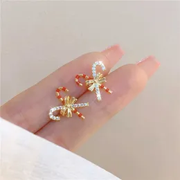 Charm Fashion Niche Design Sense Of High-End Retro Coffee Color Bow Love Earrings Female Round Face Thin Earring Jewelry Gift G230320