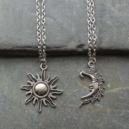Hänge halsband indie igirl silver färg sol och måne retro god vän par gotisk halsband kedja krage egirl estetisk juvelery