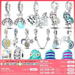 925 سحر Siver Beads لـ Pandora Charm Bracelets مصمم للنساء Chameleon Glowworm Light Bulb 925 Silver Dangle