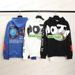 Herren Hoodies Sweatshirts Wind männlicher und weiblicher Graffiti-Cartoon-Print-Kapuzenpullover mit Plüschmantel T230322