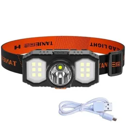 MINI USB LED -strålkastare Vattentät laddningsbar Head Lamp ficklampa 3 Belysningsläge Kör Cykling Huvudljus Utomhusfiske campingstrålkastare med batteri