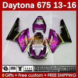 Daytona 675 675R 2013 2015 2015 2016ボディワークのモーターサイクルフェアリングキット166no.116 Daytona675 Body Daytona 675 R 13 14 15 16 2013-2016 OEM Moto Fairings Rose Black