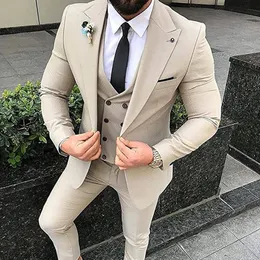 Męskie garnitury Blazery 3 -częściowe garnitur męski Slim Fit One Button Blazer Business Suits PROM WEDNIS