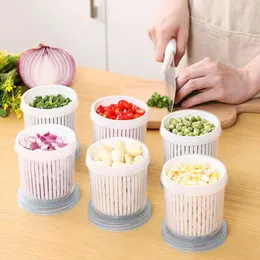 Kitchen Storage Box Ginger Garlic Onion Drain Fresh Box Refrigerator Fruit Portable Round Freshness Preservation Drain Seal Box