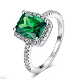 Кольца Vecalon Brand Brand Женская кольцевая подушка Cut 3ct 5a Zircon Green Cz 925 Sering Serage Band для женщин для женщин DRA4HH DHA4H