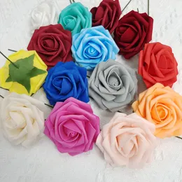 Rosas de espuma artificial para decoração de casamento cabeças de flores para as bolas para várias cores de 8 cm de diâmetro com pólo