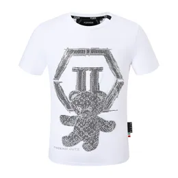 Plein Bear T Shirt Mens Designer Tshirts Clothing Rhinestone PP Skull Men T-Shirt Round Dound Ss Teddy Glass and Plein مع بلورات الهيب هوب Tshirt Top Tees 161209