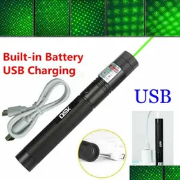 레이저 포인터 200mile USB 충전식 녹색 포인터 천문학 532nm Grande Lazer PEN 2IN1 별 캡 빔 라이트 배터리 애완 동물 DHYAT