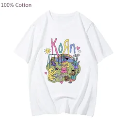 Men s Tracksuits Korn Music Band Cartoon T shirt Mens Summer Short Sleeve Tee shirt 100 Cotton High Quality Tshirts Casual Streetwear Hip Hop 230322