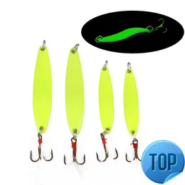 1 datorer 5g 7g 10g 13g Metal Luminous Spoon Bait Spinner Hard Fishing Lure paljetter med fjäderkrokar Wobbler Bass Pesca tackling