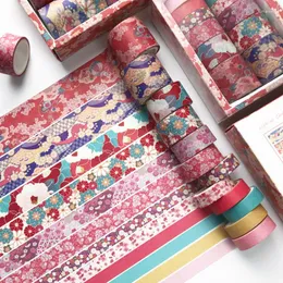 Hediye Sargısı 12 PC/Set Retro Japon Washi Bant Çıkartma Seti DIY Dekoratif Malzeme El El Damgası Kağıt Scrapbooking Etiket