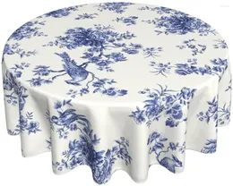 طاولة القماش الأزهار الزرقاء والأبيض مائدة الطاولة الصيفية طيور الصيف 60 '' مع مقاومة التجاعيد لغرفة الطعام الطاولة