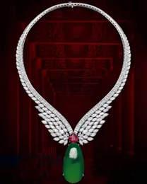14 тыс. Белого золота лаборатория Изумрудные бриллианты набор для вечеринки свадебные серьги ожерелье для женского годовщины для свадебной помолвки