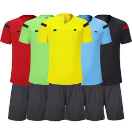 Herrspårsfall Shinestone Soccer Jersey Professional Men Soccer Referee Uniform Thai Domare Jersey Shorts Set Football Domee Tracksuits 230322