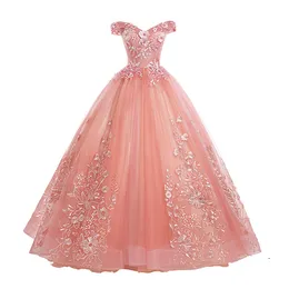 Party Dresses Gryffon Quinceanera klänningar Sweet Party Prom Dress Luxury spetsar från axelbollklänningen 16 färger Vestidos plus storlek 230322