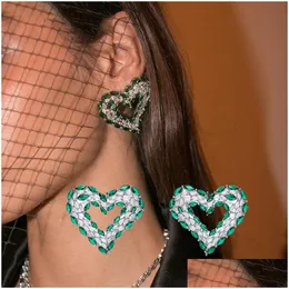 Stud Heart Emerald Elmas Küpe 100 Gerçek 925 Sterling Sier Promise Küpe Kadınlar Gelin Moissanit Takı Drop Deliv Dhppb