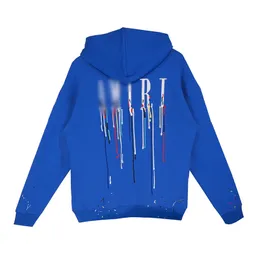 Designer hoodies women mens hoodies speckle paint drop effect letter logo blue hooded pullover sweatshirts loose long sleeve hoody jumper lovers hoody breathable
