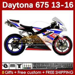 Daytona için OEM Fairings Kiti 675 675R 13 14 15 16 2013 2014 2015 2016 Moto Bodyworks 166no.99 Daytona675 Body Daytona 675 R 2013-2016 Motosiklet Kaplaması Beyaz Mavi