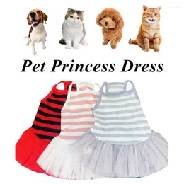 Costumi per gatti Vestiti estivi Vestito a fionda a righe carino Gonna sottile Protezione solare Stampa per piccolo cane Chihuahua Bichon Pet Puppy Costume