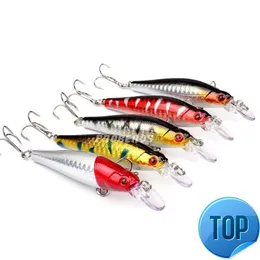 5 Pz / lotto Pesca Minnow Swim Fish Bait Esca dura artificiale 8.3g 9cm CrankFish Bait Floating Wobbler Jig Top Attrezzatura da pesca in acqua