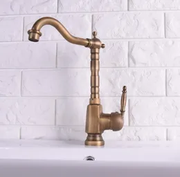 Kitchen Faucets Vintage Antique Brass Single Ceramic Lever Handle Swivel Spout Bathroom Basin Sink Faucet Cold & Mixer Tap Asf113