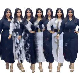 2024 marka projektantów Summer Maxi sukienki Kobiety z długim rękawem jednoczęściowa sukienka 2x Drint Done Długie sukienki Seksowne nocne klub noszenie hurtowe ubrania 9549-3