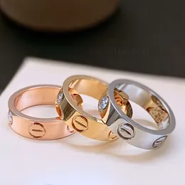 Love Ring Single Diamond Wedding Ring Designer Diamond Gold Ploated 18K T0P Kwaliteit Officiële reproducties Sieraden Klassieke stijl Fashion Exquisite Gift 013