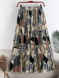Spódnice Tigena Vintage Długo plisowana spódnica Kobiety Letnie wakacje Piękna kolorowy druk szyfonowy Maksi spódnica MAXI Kobieta 230322
