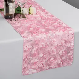Table Runner 3D Rose Table Runner Wedding Decoration Dinner Table Luxury Wed Table Runner Christmas Party Banquet Decorative TablecoLty 230322