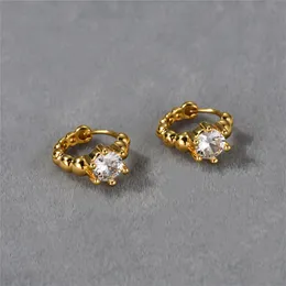 Mini Korean Style Stud Round Beads with Diamond Earrings For Women Niche Design Gold Cool Fashion Jewelry Accessories