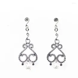 Dangle Earrings Swirling Chandeliers Drop For Women 925 Sterling Silver Jewelry Pave Stone Long Girl Clear CZ